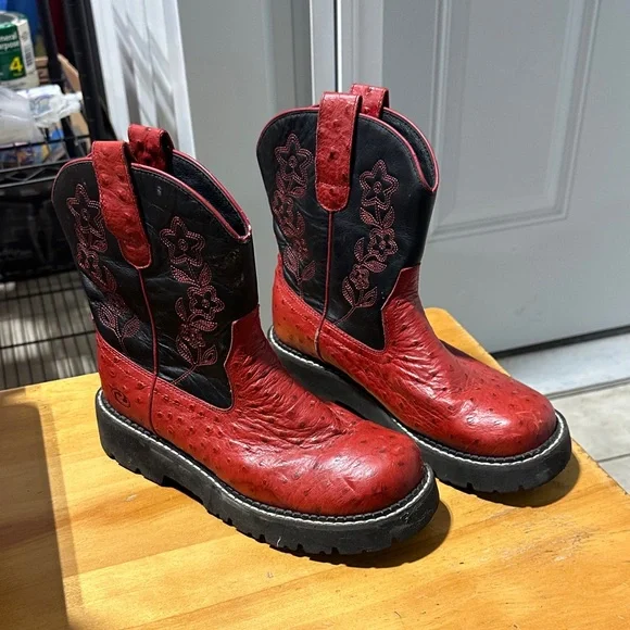 Roper Red and Black Ankle Boots - Picture 4 of 4